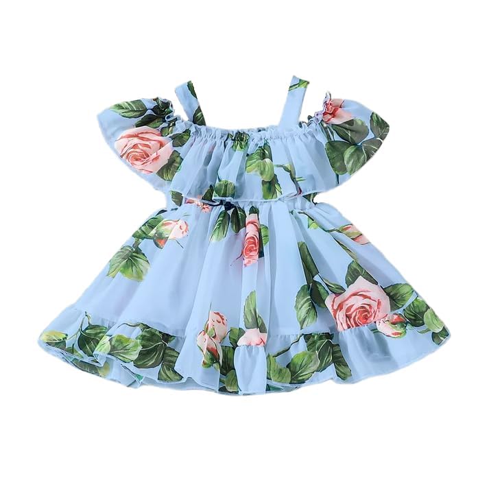 Image of Buy & Try Girls Summer Lightweight Georgette Floral Printed Frock Dress, Sleeveless Princess for Baby Girls, Stylish Fancy Kids Party & Casual Outfit