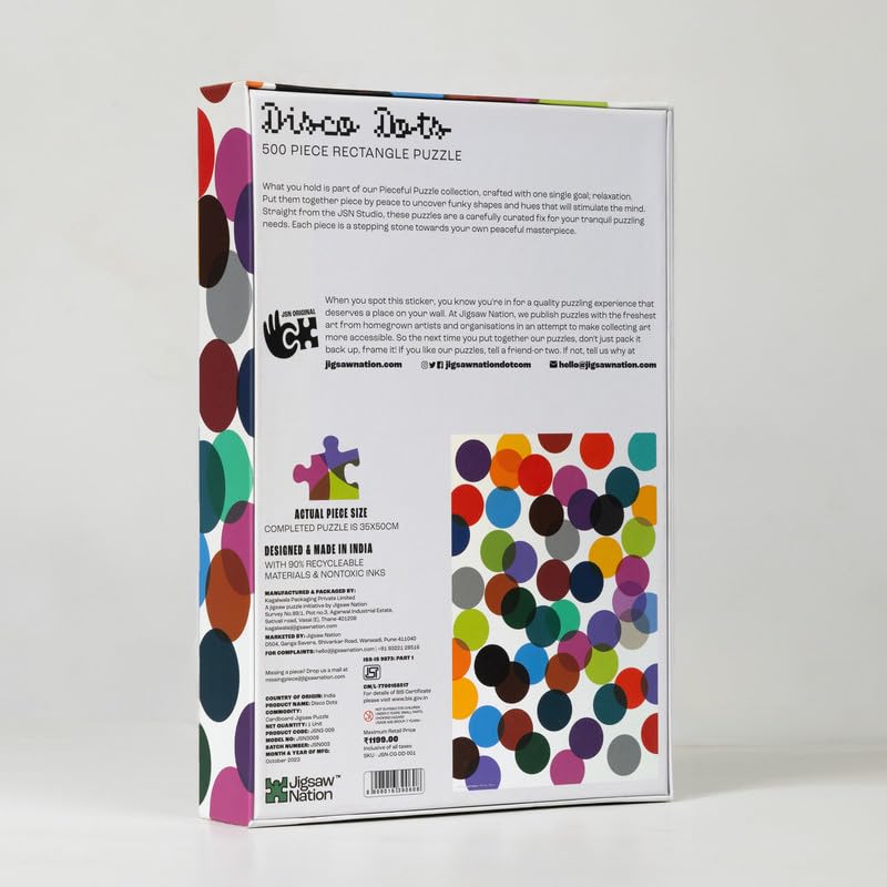Image of Jigsaw Puzzle Rectangular 500 Pieces - Disco Dots Abstract Theme by JSN Studio Fun & Challenging Mind Games Puzzle Game Activity for Adults & Kids - Education Toy