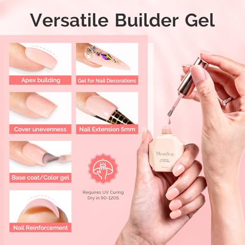 Image of MelodySusie 2PCS 15ML Nude Builder Nail Base Gel for Nails Thickening,Soak Off UV Extension Gel,Rhinestone Glue in a Bottle for Nail Art Design Gift for Women DIY Manicure at Home 019 * 2