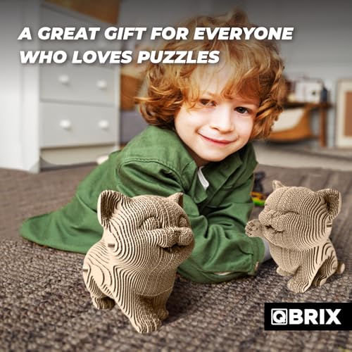 Image of QBRIX Another 3 Cats 3D Puzzles for Adults, 3D Model Kit for Teens, DIY Crafts for Home Decor, Original Gift for Boys&Girls 14+, Cardboard Model Building Kit