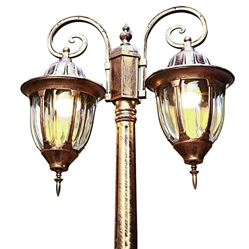 QUSYZD Lampes d'extérieur à 2 lumières, Poteau Haut, Lanterne de Rue, Jardin extérieur, Villa, Cour, allée, décoration IP54, étanche, Aluminium, Verre, Colonne, Lampe E27,