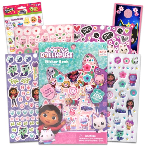 Gabby's Dollhouse Sticker Book for Girls - Bundle with 300+ Gabby's Dollhouse Puffy Craft Stickers, Shopkins Stickers and More (Gabby's Dollhouse Party Supplies for Kids, Toddlers)