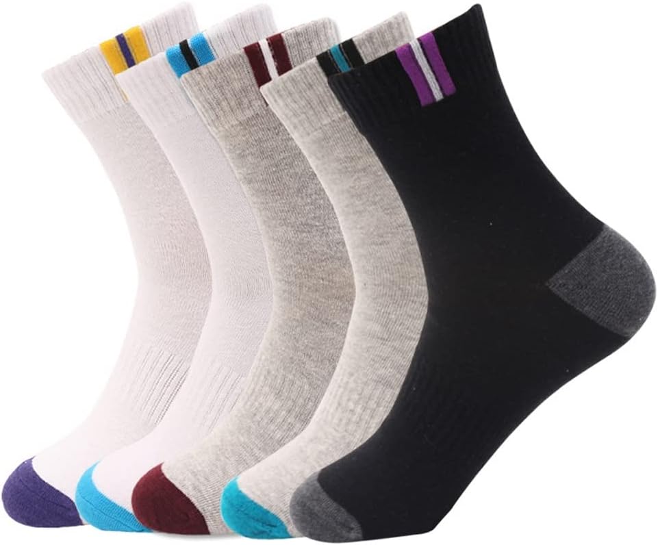 5 Pairs of Men's Business Socks Men's Cotton Crew Socks Large Size Sports Socks