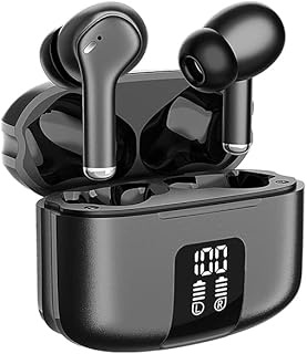 Wireless Earbuds, Bluetooth 5.3 Headphones with Bass True Wireless, In Ear HiFi Stereo, ENC Noise Cancelling Mic, IPX5 Waterproof, LED Display 42H, Touch Control