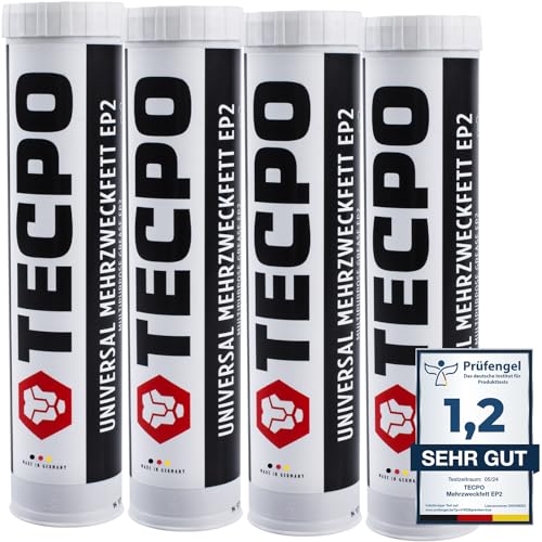 TECPO Grasa universal multiusos EP2 400g cartucho lubricante, grasa de litio, grasa universal, lubricación de vehículos, resistente al agua, KP2K-30 grasa de litio (4x 400g)