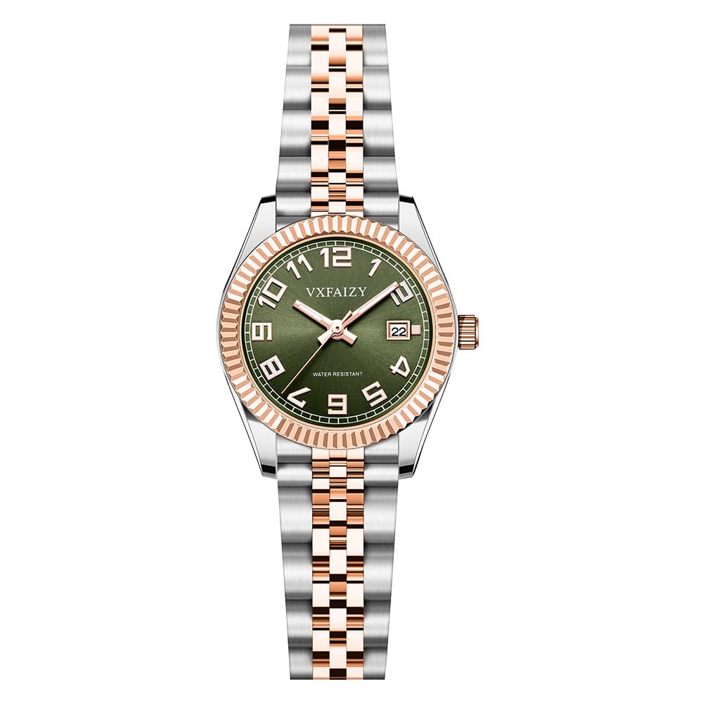 Mujeres Clásico Fácil Lectura Tiempo Reloj Cálendar para Mujeres Resistente a Agua
