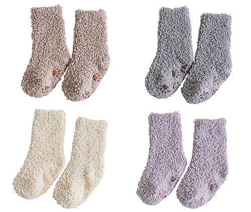 Baby Socks Baby Non Slip Socks Thick Warm Soft Infant Grippy Fluffy Socks Toddler Fuzzy Boys Girls Socks