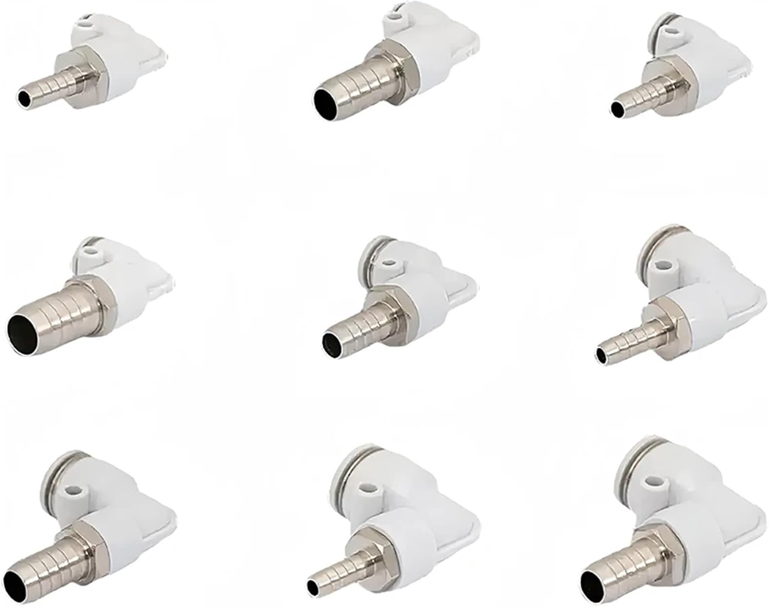 10pcs Pneumatic Air Connector Fitting PL 12/10/8/6/4mm Hose Tube to 4/6/8/10/12mm OD Hose Brass Nickel Plating Barb Quick Connectors(4mmOD Hose-12mm Barb)