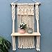 Macrame Wiszące półki Rustykalne półki ścienne Rustykalne Drewno Z Handmade Woven Wieszak, Małe Rośliny, Handmade Woven Rope Rack Rack Boho Home Decor Do Sypialni, Pokój dzienny, Łazienka