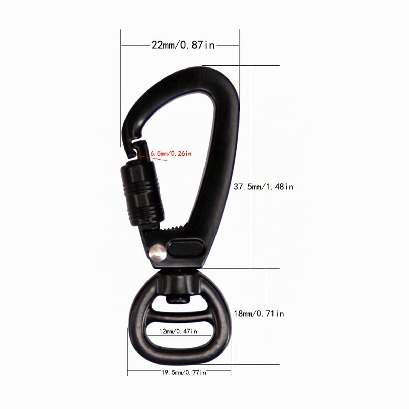 5pcs Moschettone con Girevole Nero per Cani Lino, Moschettone Verticale 360 Gradi con Girevole Portachiavi in Lega di Zinco Accessori Esterni