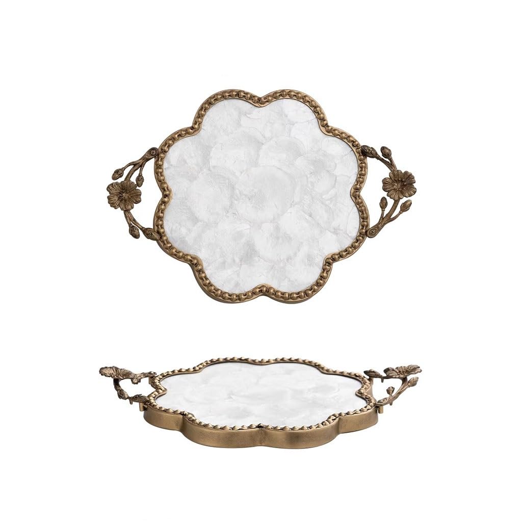 Tray Decor Living Room Shell Tray Creative Storage Fruit Tray Storage Tea Tray Decorative Ornaments Food Tray(A)