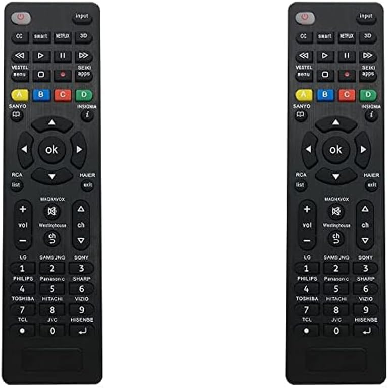 Universal Remote Control for Samsung, Sony, LG, Hisense, Panasonic, Philips, Sharp, Sanyo, Insignia, Toshiba, Hitachi, TCL Smart TVs and More Brands of TV - Setup Easily (Black-2)