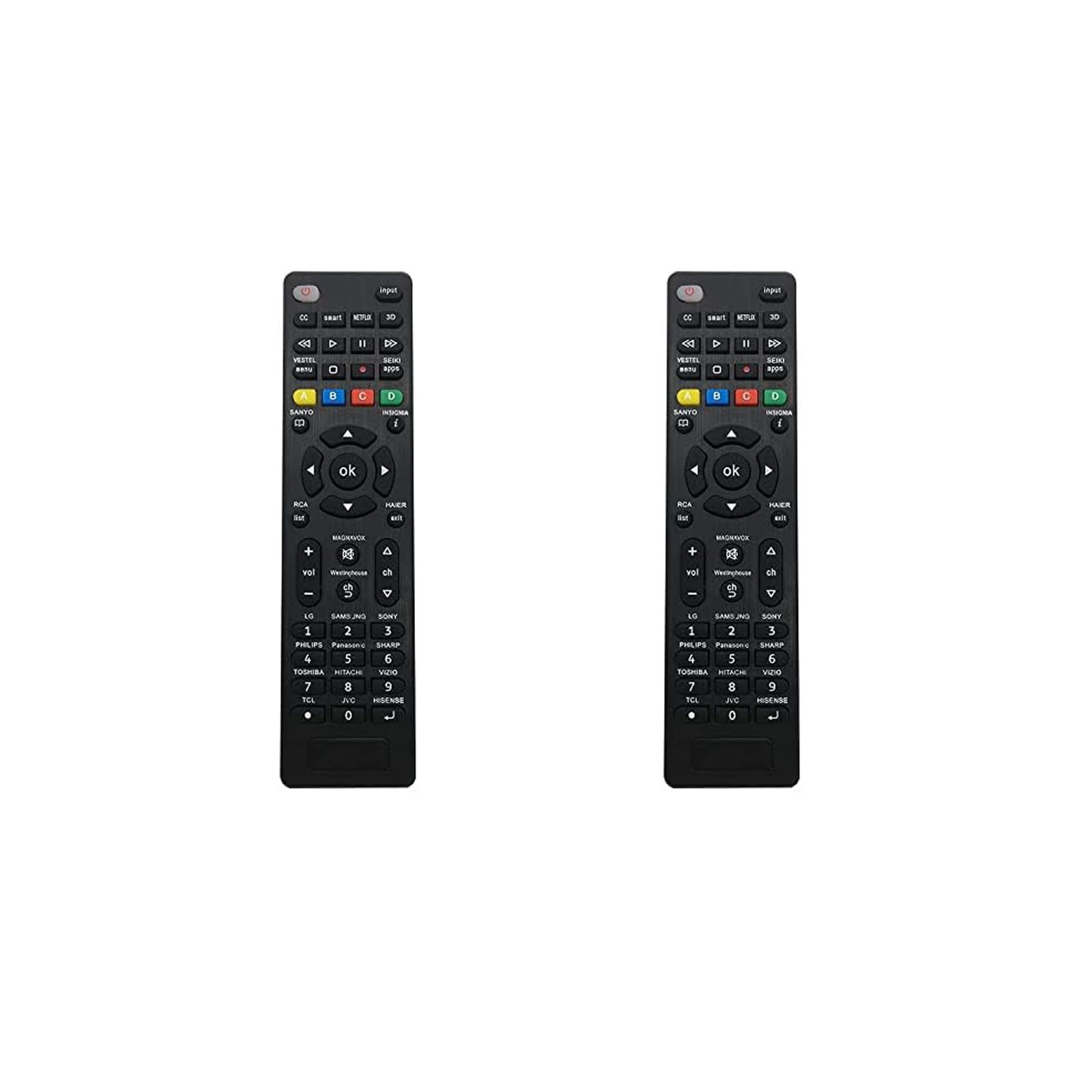 Universal Remote Control for Samsung, Sony, LG, Hisense, Panasonic, Philips, Sharp, Sanyo, Insignia, Toshiba, Hitachi, TCL Smart TVs and More Brands of TV - Setup Easily (Black-2)