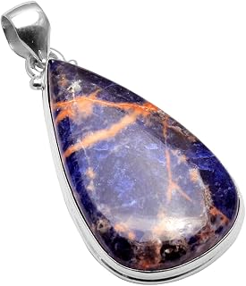 Naturlig sodalitädelsten 925 sterling silver handgjort hänge för kvinnor och män