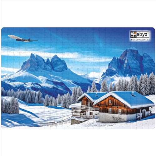 Image of ABYZ Wooden Jigsaw Puzzle - Snowy Winter Scene Playset for Fun Educational & Little Explorers, 500-Pieces Multicolor | Birthday Gift for (7 Plus Years) Age Kids.