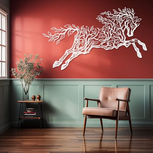Metal Wall Artwall Decorwhite Tree Horse Large Farmhouse Gift Horse