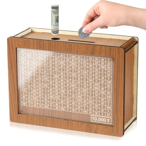 10000 Savings Challenge Box, Money Saver Box 10k Smash, Wooden Di...