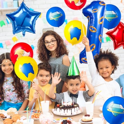 Image of number 40 inch blue and gold ring balloon set birthday number decoration aluminum film balloon suitable for boys and girls blue theme party cartoon party decoration supplies (1)