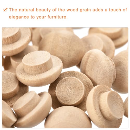 Image of uxcell Wood Plugs, 50Pcs 13 x 8 mm - Beech Wood Button Top Plugs, Screw Hole Covers, Decorative Wooden Cover for Stair Chair Craft Furniture Woodworking