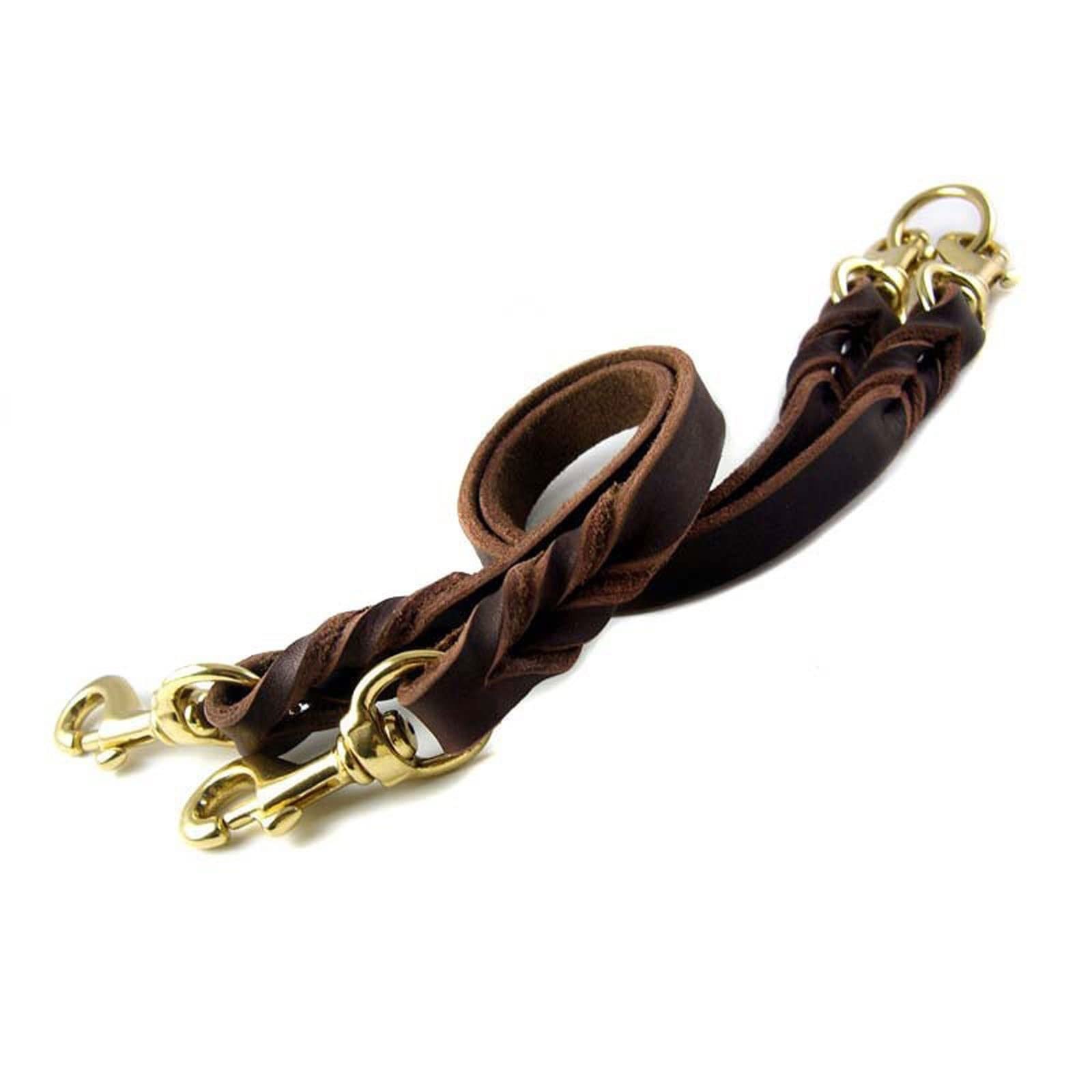 XIANGFAGS Laisse Chien Laisse for Chien Multifonction 2 Voies Double Deux laisses en Cuir for Animaux de Compagnie Amovible Anti-Torsion Marche et Dressage 2 Petits Chiens de Taille Moyenne