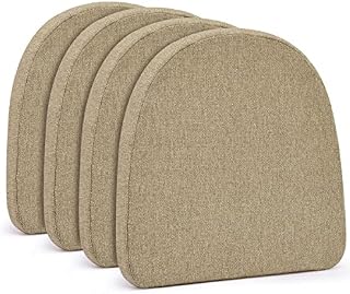 baibu NonSlip Kitchen Dining Chair Pad with Ties,Memory Foam 17" x 16.5" Chair Seat Cushion Pad-Off White