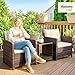 Outsunny Rattan Bistroset, 3 teiliges Gartenmöbel-Set mit 2 Sessel, 2-Ebene Glastisch, abnehmbar Sitzkissen, Balkonmöbel-Set Sitzgruppe Gartengarnitur für Garten, Terrasse, Cremeweiß
