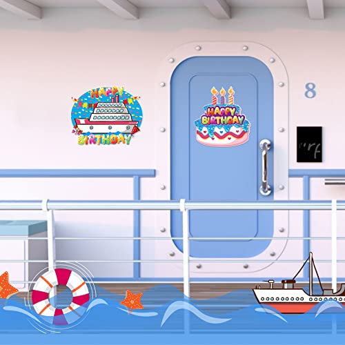 2Pcs Cruise Door Decorations Magnetic Happy Birthday Cruise Door Magnets Cruise Ship Door Decorations Carnival Cruise Ship Cruise Magnets For Car Fridge Cabin Office Stateroom Door Kids Boys Girls #TOP5
