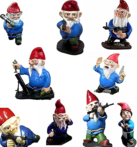 Cafele Funny Garden Gnomes Military Gnome Statue Figurines Naughty Gnomes For Lawn Porch Patio Yard Decorations (9Pcs) #TOP8