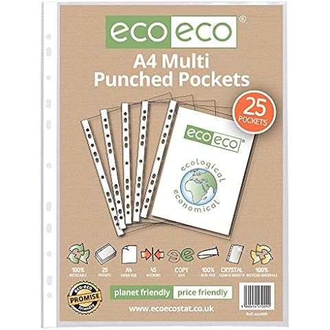 eco-eco A4 100% Recycled Punched Pockets Cover