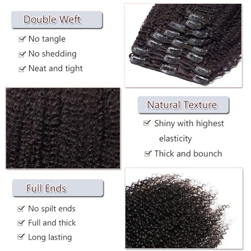 Extensions de cheveux afro à clips 16" lot de 8 pièces volume immédiat