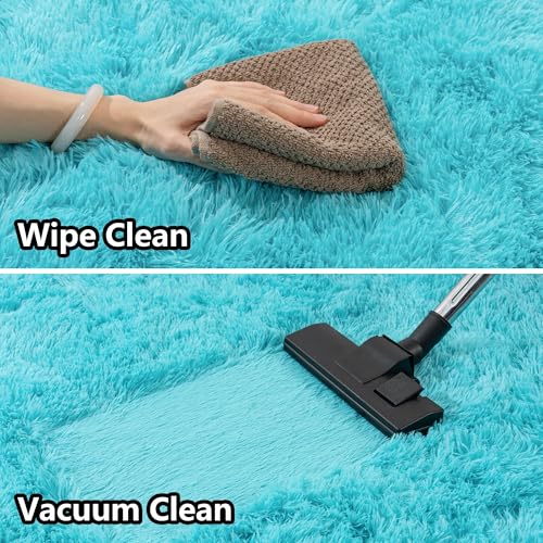Fluffy 2x4 Rug - Small Rugs for Living Room - Height Pile 1.4" Plush Rug - Fuzzy Throw Carpet for Bedroom, Dark Blue