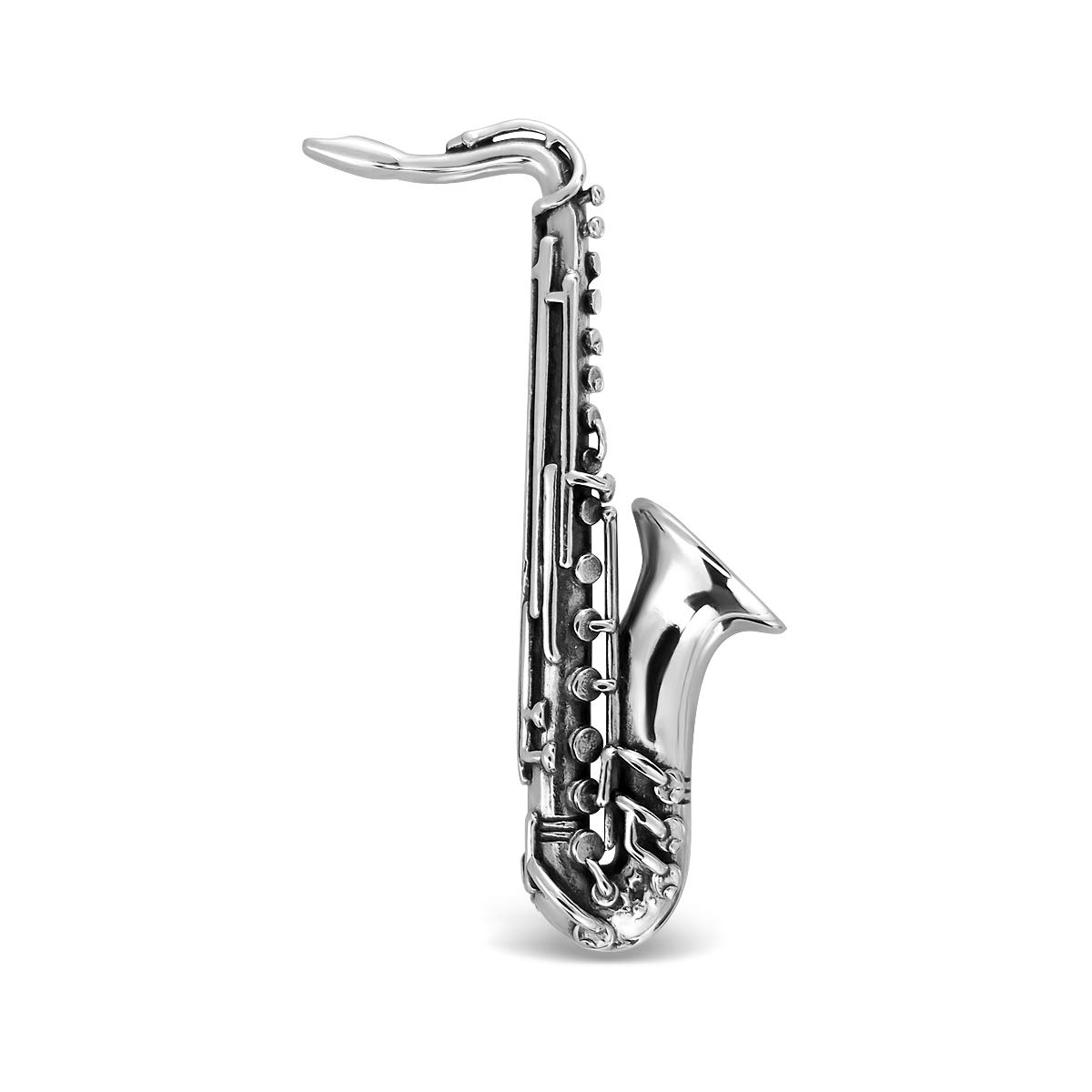 925 Argento Sterling Musica Sassofono Nota Melodia Spilla Musicale Pin