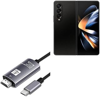 BoxWave Cable Compatible with Samsung Galaxy Z Fold 4 - SmartDisplay Cable - USB Type-C to HDMI (6 ft), USB C/HDMI Cable for Samsung Galaxy Z Fold 4 - Jet Black