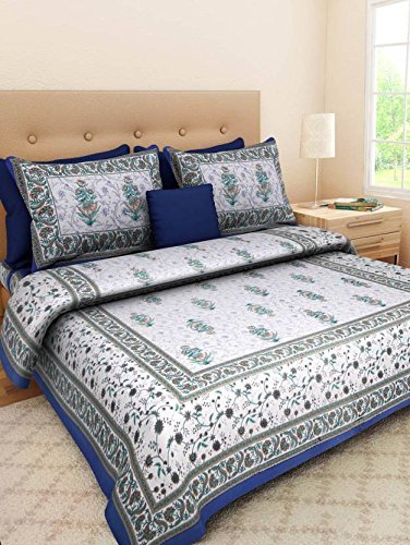 Image of Monique Brand 100% Pure Cotton Floral Printed Bedsheet for Double Bed King Size with 2 Pillow Covers