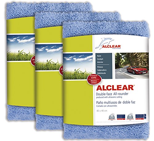 Chiffon ALCLEAR 820203U Double-Face bleu pour l'entretien et le polissage automobile, lot de 3