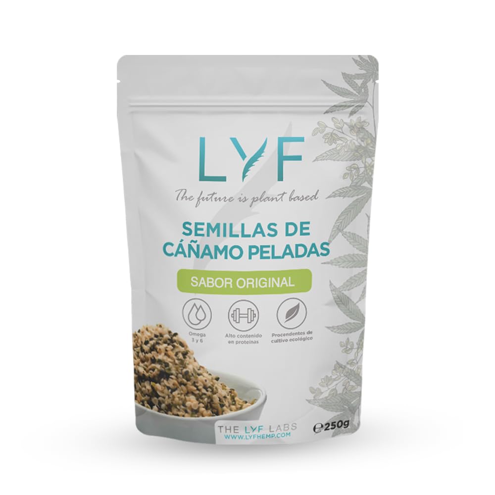 Semillas de Cáñamo peladas 200g - 100% naturales, vegano, orgánico. Corazones de Cáñamo. Sin gluten, sin azucar añadido. Rico en Omega 3-6, Alto contenido en proteína. Fabricado en España.