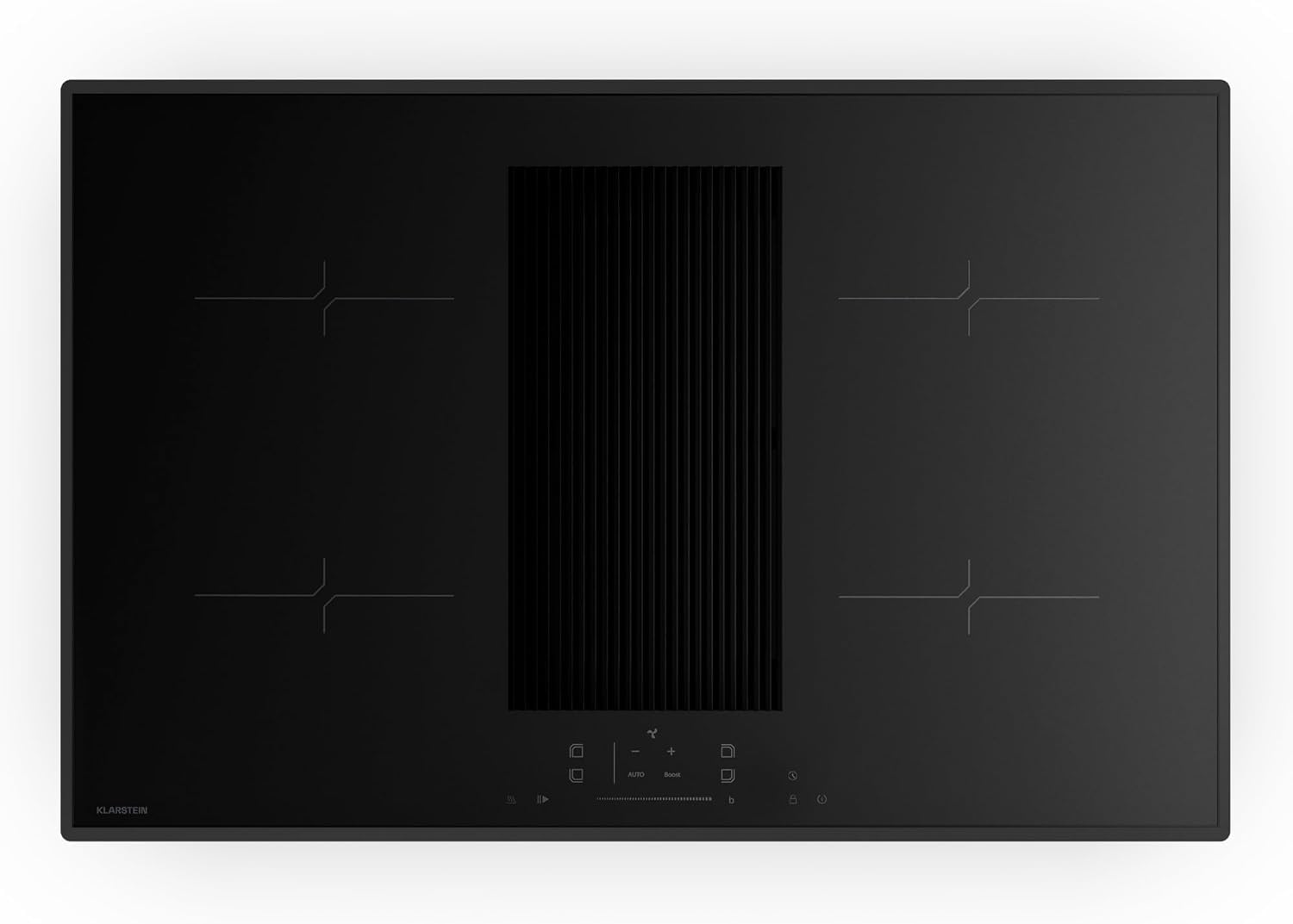 Klarstein Velaire Placa de Inducción con Extractor Integrado - 80cm, 4 Zonas, 8400W Boost, Control Táctil, Temporizador, Bloqueo Infantil, Vidrio Negro, Placa Inducción con Campana Integrada