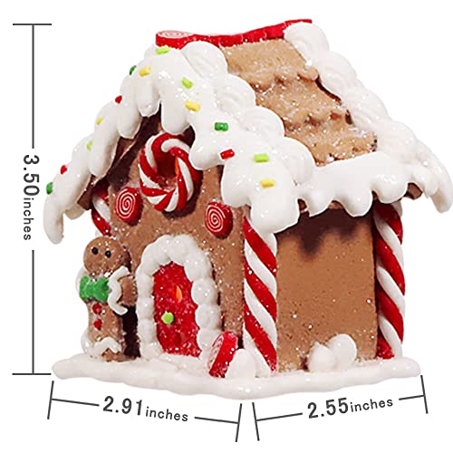 Christmas Light-Up Gingerbread House Ornaments,Set Of 3 Holiday Decorative Batter Operated Gingerbread Led Candy House Hanging Accessory #TOP2