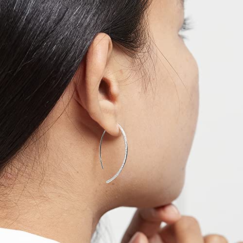 Boma Jewelry Sterling Silver Elliptical Threader Pull Through Hoop Earrings2
