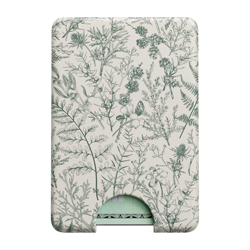 Casely MagWallet | Sage Garden | Green Floral | Slim Wallet Card Holder | Compatible with MagSafe | Soft-Touch Hard Silicone | Holds Up to 3 Cards