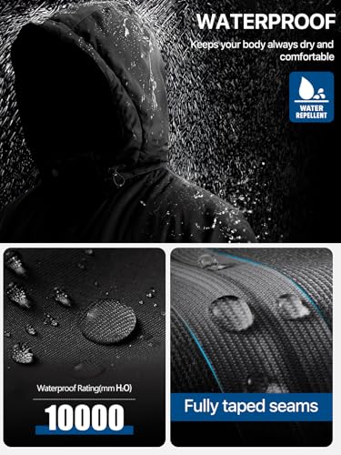 FREE SOLDIER Men's Waterproof Ski Snow Jacket Fleece Lined Warm Winter Rain Jacket with Hood Fully Taped Seams(Black,XL) - Image 4