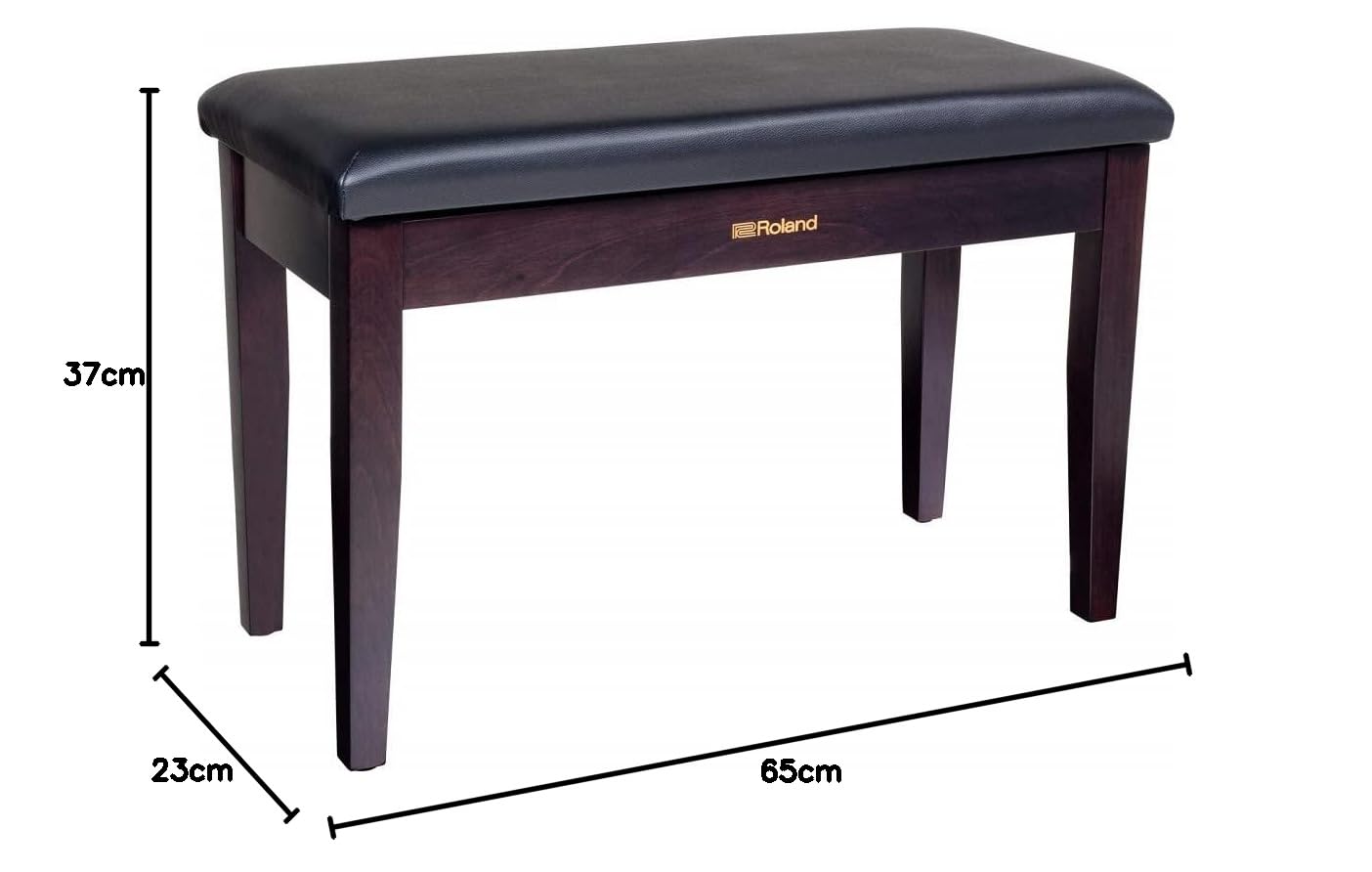 Banco de piano de Roland de tamaño dueto en palisandro con asiento de vinilo y compartimento para partituras - RPB-D100RW