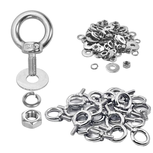24 Pack M5 Stainless Steel Eye Bolts with Nuts &amp; Washers, M5x0.45 L