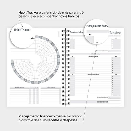 Agenda Planner Semanal 2024 Cores Spot Colors Grafite