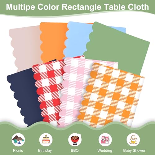 Image of NatNarr 6 Pcs Sage Green Tablecloths Plastic, Scalloped Table Cloth