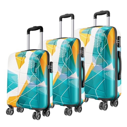 Safari Luma Neo 8 Wheels Set of 3 (Cabin + Medium + Large) Trolley Bags, Hard Case Printed Polycarbonate, 360 Degree Wheeling Luggage, Suitcase for Travel, Trolley Bags for Travel, Multicolour