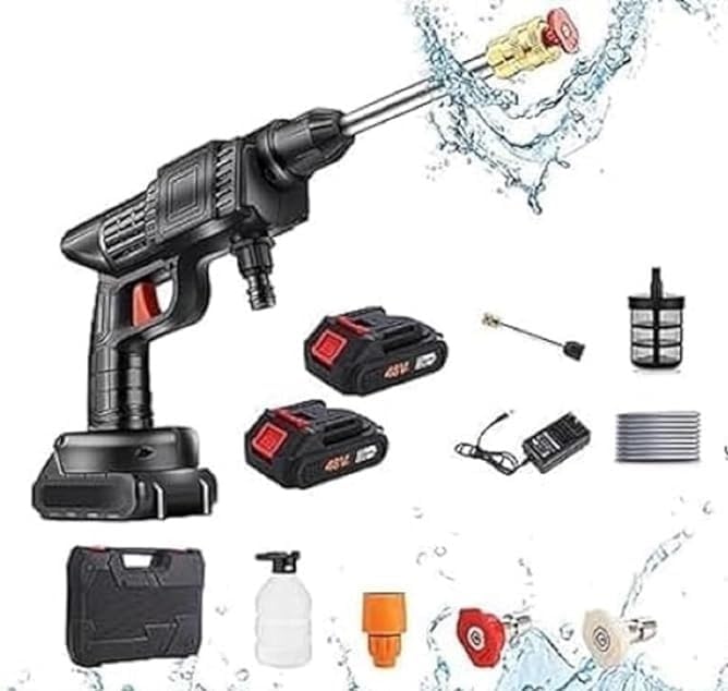 PARYAVARAN 2 Battery Cordless Powerful Pressure Washer, Portable High Power Washer Handheld Electric Water Gun for Car Washing Fence Floor Cleaning-image-13