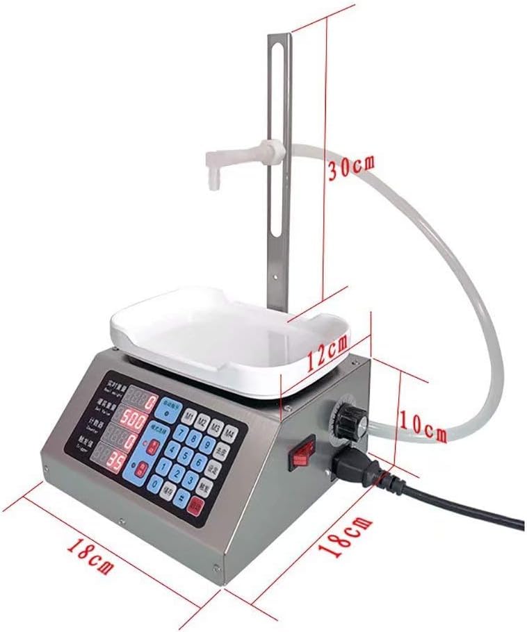KEULEN Riempitrice di Liquidi, Riempitrice Elettrica per Pesatura 8-3000 Ml, 3,5 L/min, Altezza Bottiglia Applicabile 0-300 Mm, Erogazione Quantitativa di Pesatura Automatica, per Olio Essenziale
