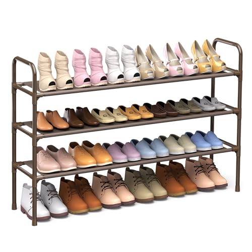 barsone 3 Tier Long Shoe Rack Holds 15-20 Pairs, Space Saving Shoe Organizer Storage, Wide Shoe Shelf for Entryway Closet Hallway