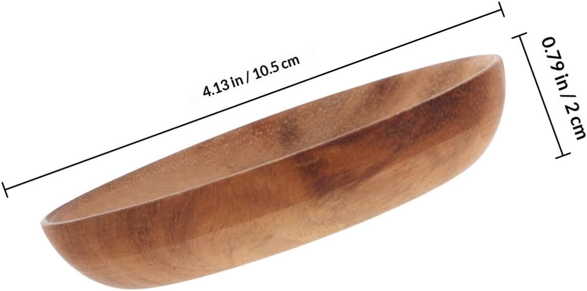 ARTIBETTER Japanese Style Flat Bottom Rice Bowl Acacia Wood Snack Serving Bowl for Fruits and Appetizers Natural Wooden for Kitchen and Dining Use